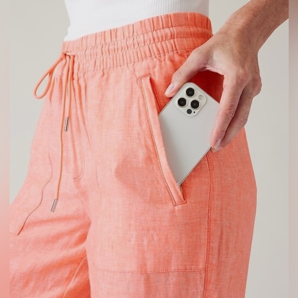 Athleta Retreat Linen Wide Leg Pant Sunset Glow size 8 Summer Beach - Picture 4 of 11